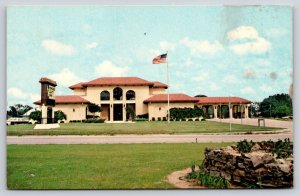 Avon Park Florida~Highlands County Bank St View~Flag~Spanish Revival~1950s PC