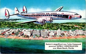 Eastern Airlines Super C Constellation Turbo Power Miami Beach FL postcard P33 