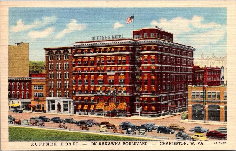 Ruffner Hotel, Charleston WV Kanawha Boulevard Vintage Postcard O59