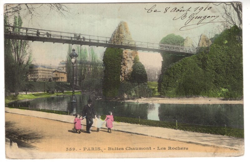 Butte Chaumont, Les Rocher, France, Used 1910