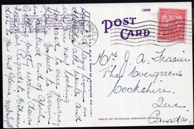 Florida PALM BEACH Memorial Fountain - pm1935 - LINEN