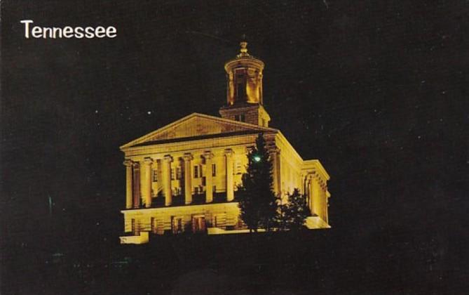 Tennessee Nashville State Capitol Building At Night