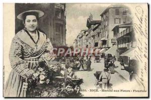 Postcard Old Nice Marche aux Fleurs Flower Woman Folklore