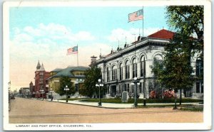 M-31123 Library and Post Office Galesburg Illinois