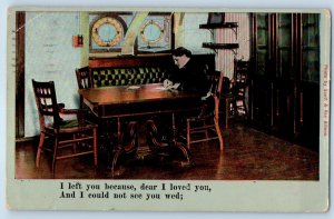 1909 Soldier Writing I Left You Because Dear I Loved You Walla Walla WA Postcard