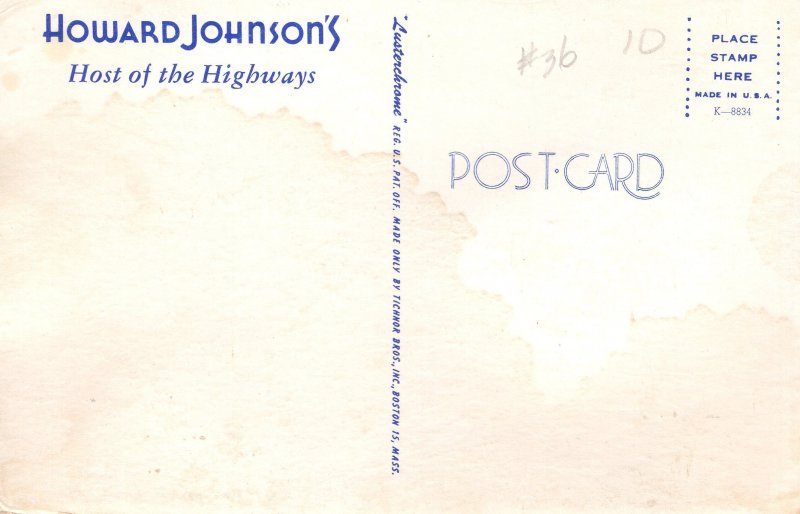 PC6791  HOWARD JOHNSON'S HOST OF THE HIGHWAYS