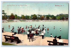 1909 Wading Pond at Humboldt Park Buffalo NY New York Mills NY Postcard