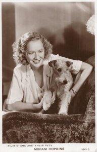 Miriam Hopkins Film Stars & Their Pets Rare Real Photo Postcard