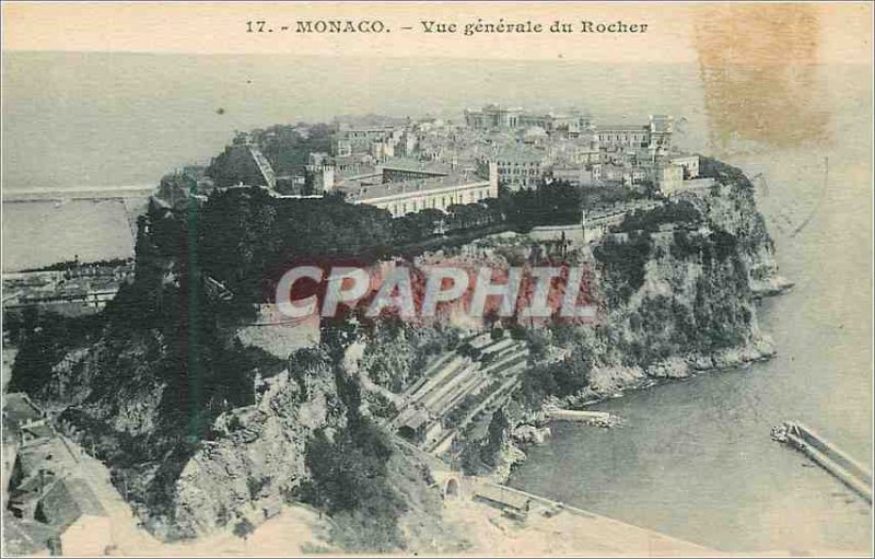 Old Postcard MONACO - General view of the Rock