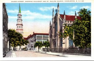 South Carolina Charleston Church Street Showing Huguenot and St Philips Church