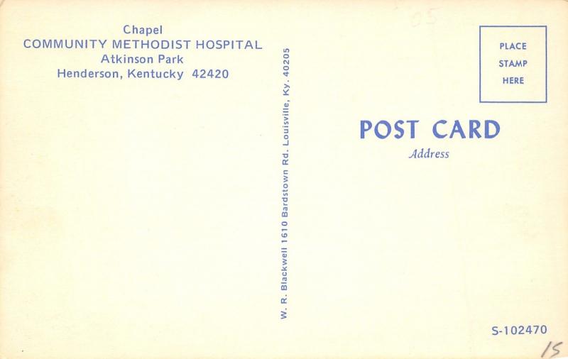 Henderson Kentucky~Atkinson Park~Community Methodist Hospital~Chapel~1960s PC