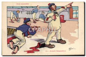Old Postcard Gervese Illustrator Our Sailors Before & # 39inspection