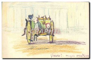 Old Postcard Fancy (drawing hand) Children trolley