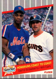 1989 Fleer Baseball Card Homerun Stars Darryl Strawberry & Will Clark sun0657