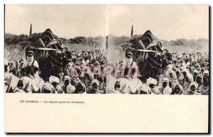  stereoscopic sights Algeria Biskra Vintage Postcard the departure for Fantasia