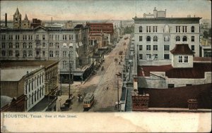 Tuck Houston Texas TX Trolley Streetcar Street Scene c1910 Vintage Postcard