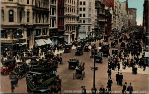 Vtg 1910s Fifth Avenue North from 42nd Street Old Cars New York City NY Postcard