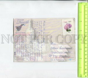 468271 Spain Tenerife 2009 year RPPC to Germany self-adhesive stamp with flower