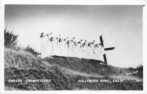 RPPC Postcard California Hollywood Bowl Easter Trumpeters Plunkett #380 23-3773