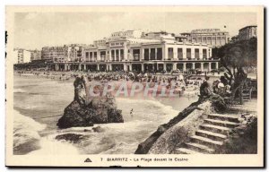 Old Postcard Biarritz The Beach in front of the Casino