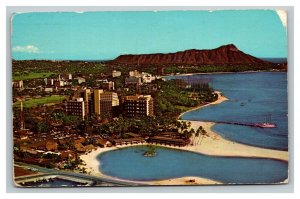 Vintage 1966 Postcard Aerial View of the Hilton Hawaiian Village Honolulu Hawaii