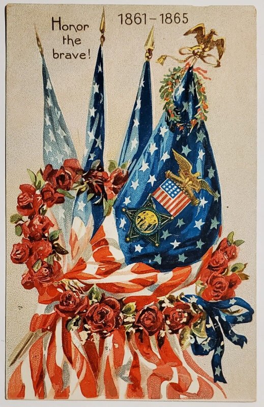 Patriotic Civil War Honor Thy Brave 1861-1865 Remembrance Postcard R21
