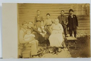 RPPC c1900s Family Photo, The Baby, The Priest, The Dog Real Photo Postcard P9