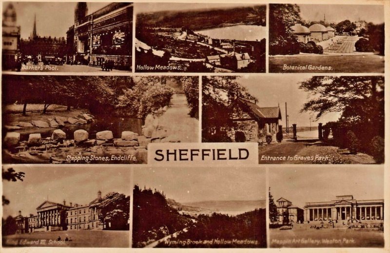 SHEFFIELD YORKSHIRE ENGLAND~MULTI IMAGE PHOTO 1910-20s R SNEATH POSTCARD