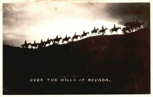 Vintage Postcard RPPC 1900's Group on Horseback over the Hills of Nevada