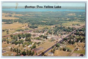 Webster Wisconsin WI Postcard Yellow Lake Resort Golf Course Aerial View c1960