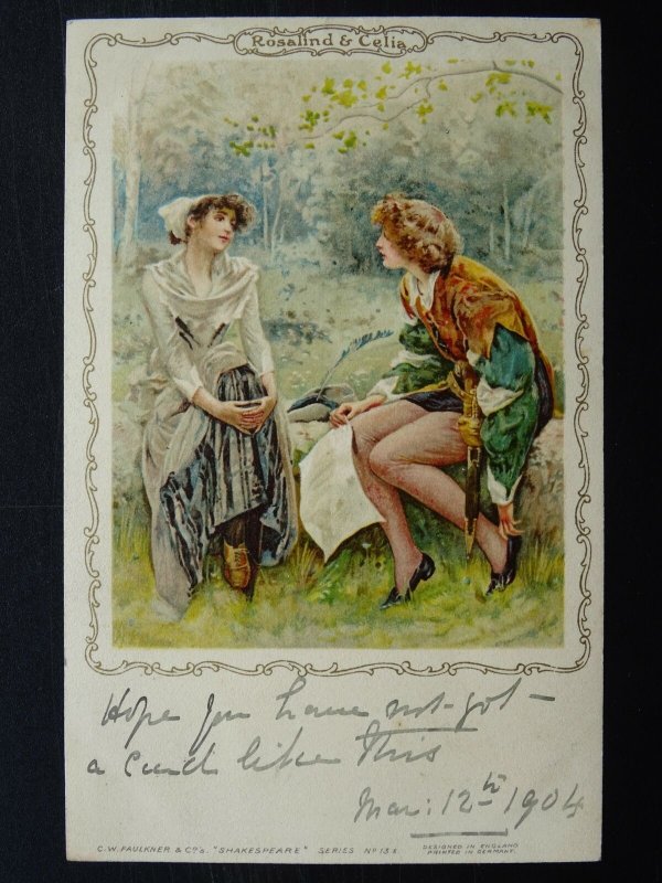 Shakespeare ROSALIND & CELIA c1904 Postcard by C.W. Faulkner & Co. 13E