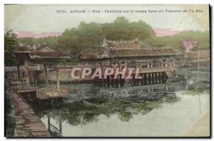 Old Postcard Hue Annam Indochina Pavilions on the basin at the tomb of Tu Duc