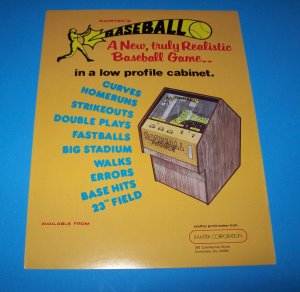 BASEBALL RAMTEK 1970s ORIGINAL VIDEO ARCADE GAME PROMO FLYER Vintage Retro Art