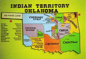 Postcard of Oklahoma Native American Tribes Map #1