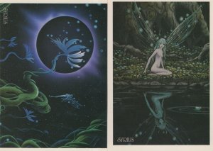 Japanese 2x Flying Fairy Ladies in Stars LGBT Lesbian Painting Postcard