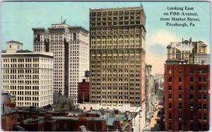 PITTSBURGH, PA Pennsylvania    Looking East on FIFTH AVENUE   1913    Postcard