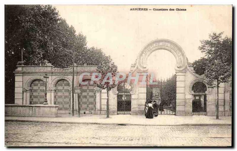 Postcard Old Asnieres Dog Cemetery