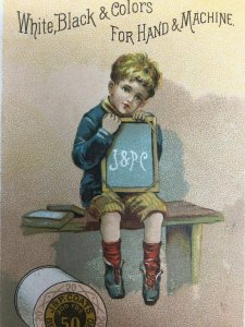 J&P Coats Thread Trade Card Cute Boy with Chalkboard