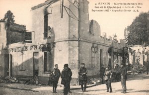 Vintage Postcard Senlis September 1914 Republic's Street Senlis France