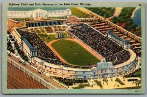 Postcard Chicago IL c1940s Soldiers Field & Field Museum at the Lake Front Linen