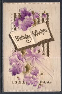 Birthday Wishes Flowers Embossed