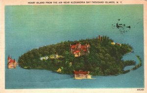 Vintage Postcard 1952 Heart Island from the Air Alexandria Bay Thousand Island