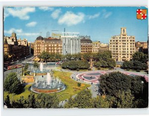 Postcard Catalonia Square, Barcelona, Spain