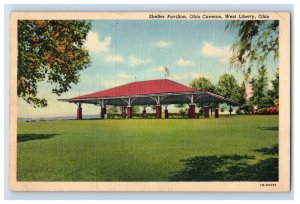 Vintage Shelter Pavilion Caverns West Liberty Ohio Postcard F35E