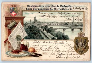 Frankfurt Germany Postcard Restoration of Jacob Emhardt Coat of Arms 1902