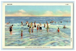 c1940's Greetings From Hampton Beach New Hampshire NH Vintage Postcard