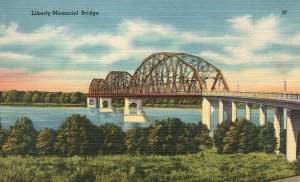 Vintage Postcard Liberty Memorial Bridge Spans Big Missouri River Mandan ND