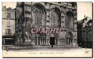 Postcard Old Saint lo Eglise Notre Dame portal