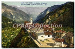Postcard Old Venanson A M general view and Valley of the Vesubie