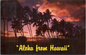 Postcard Hawaii - Aloha from Hawaii - Sunset with Palm Trees